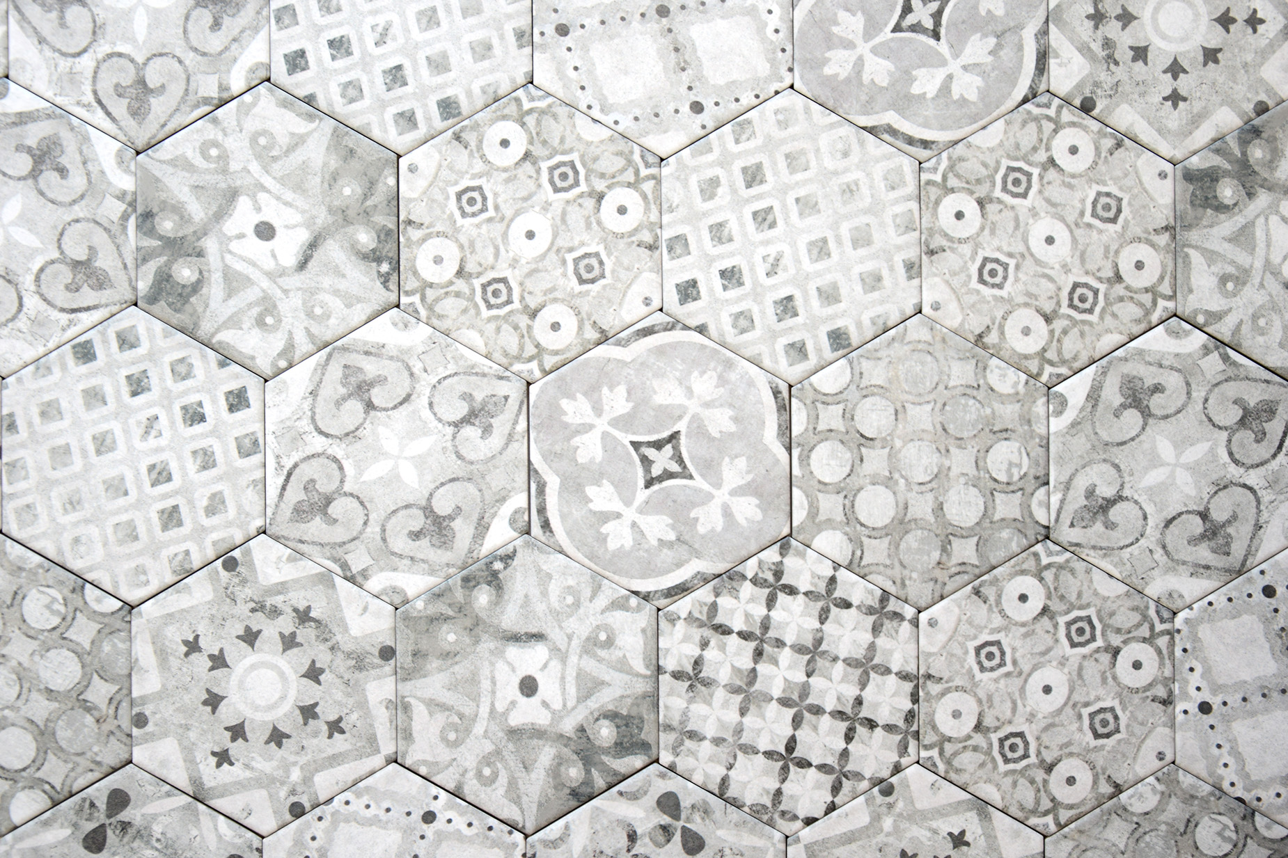 Hexágono Decorado Gris