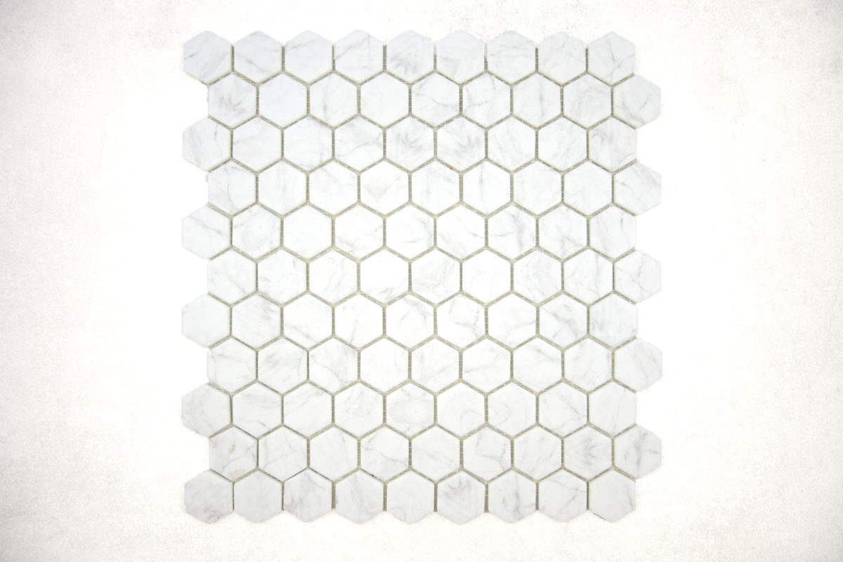 Gresite Hexagonal Gris Mate Carrara