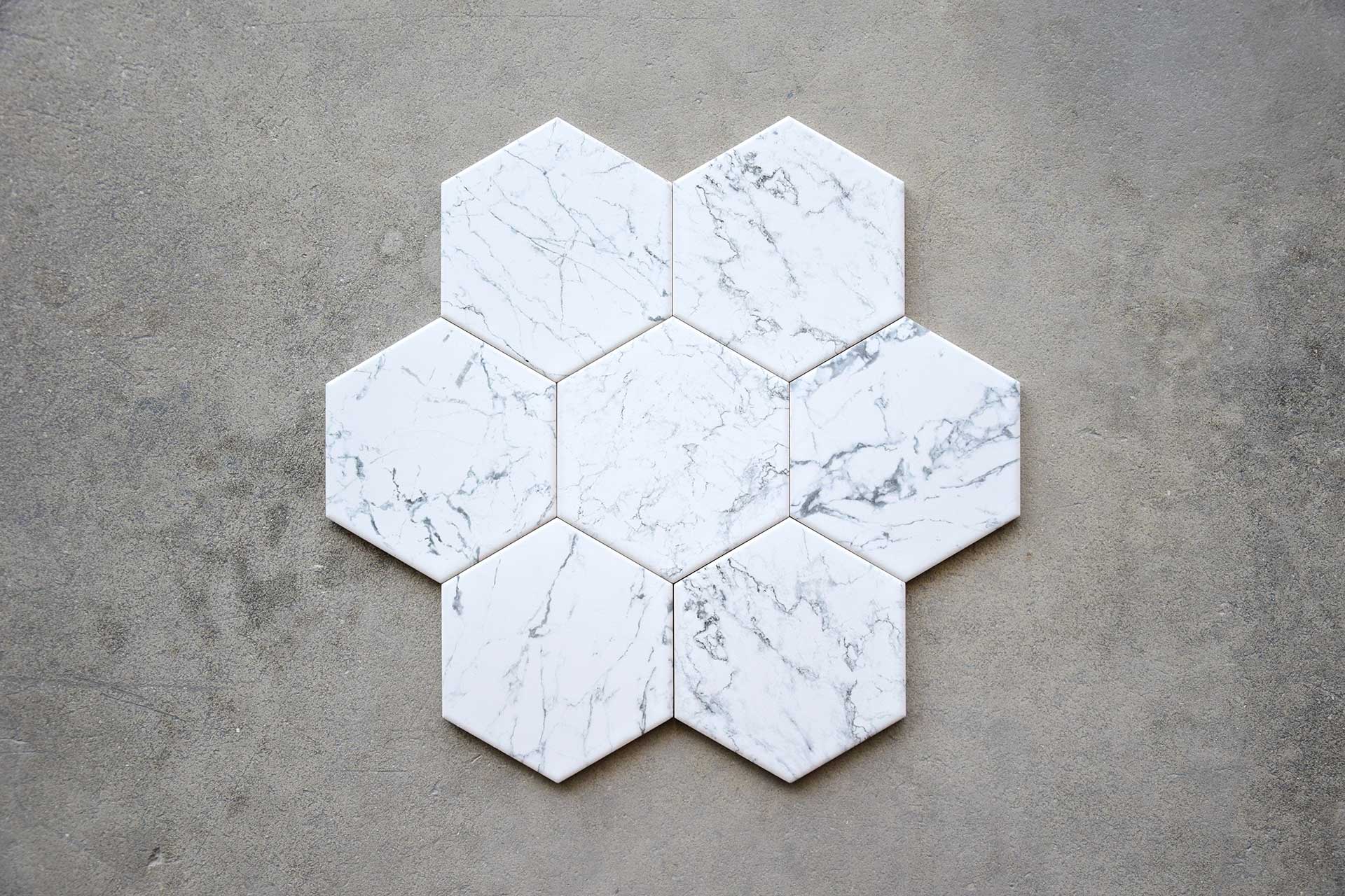 Azulejo Hexágonal Marmol Carrara