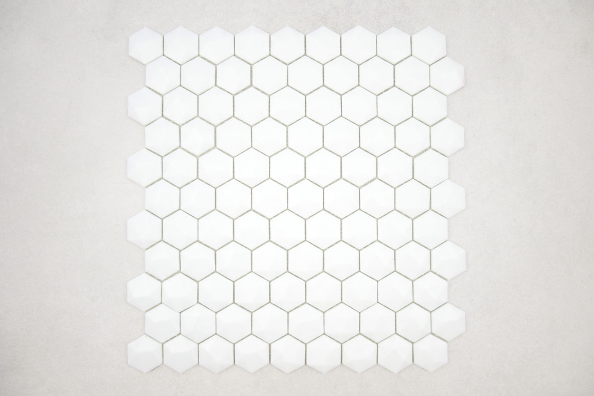 Gresite Hexagonal Blanco Mate Relieve