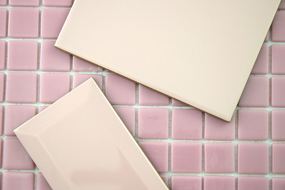 Azulejo rosa palo cuadrado y biselado