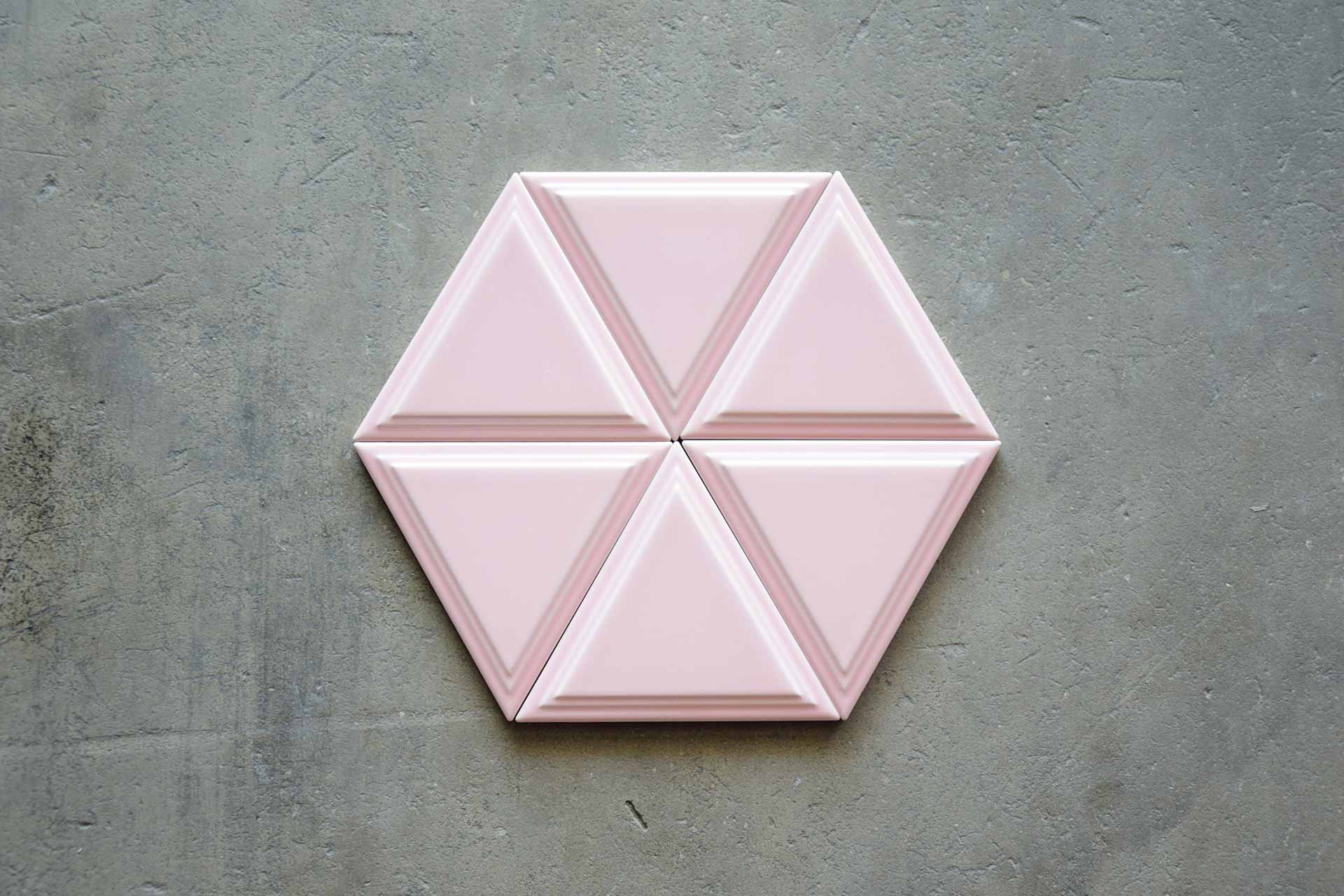 Azulejo Hexagonal Formado por Triángulos Rosa