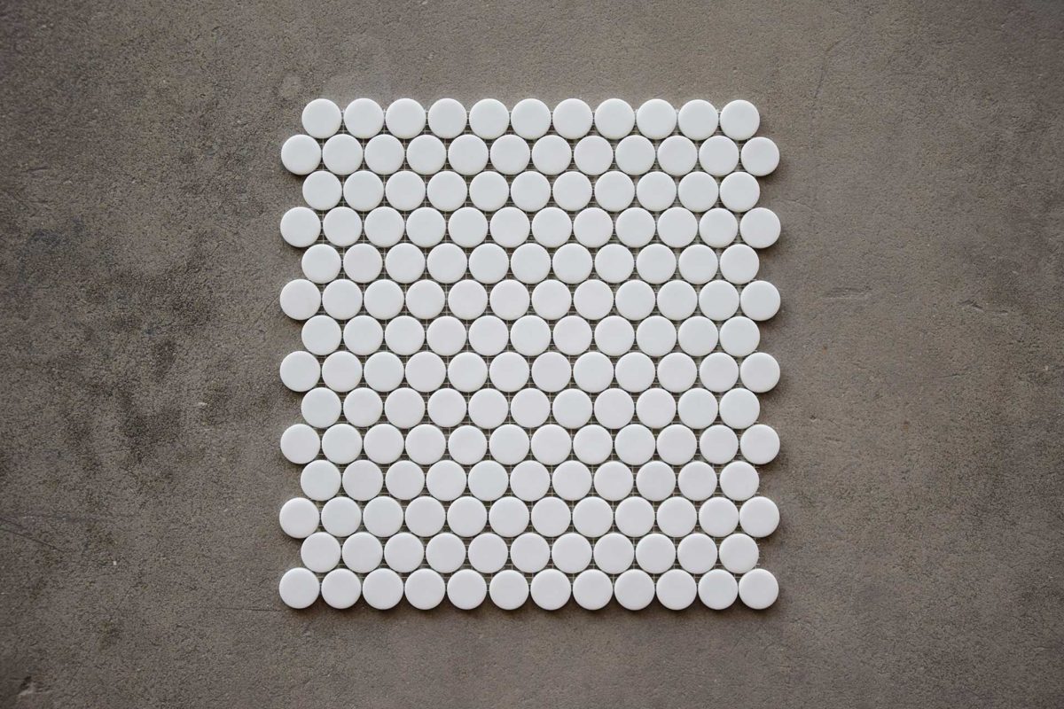 Azulejo Gresite Redondo Blanco Mate