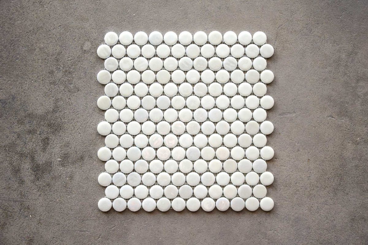 Azulejo Gresite Redondo Blanco Brillo