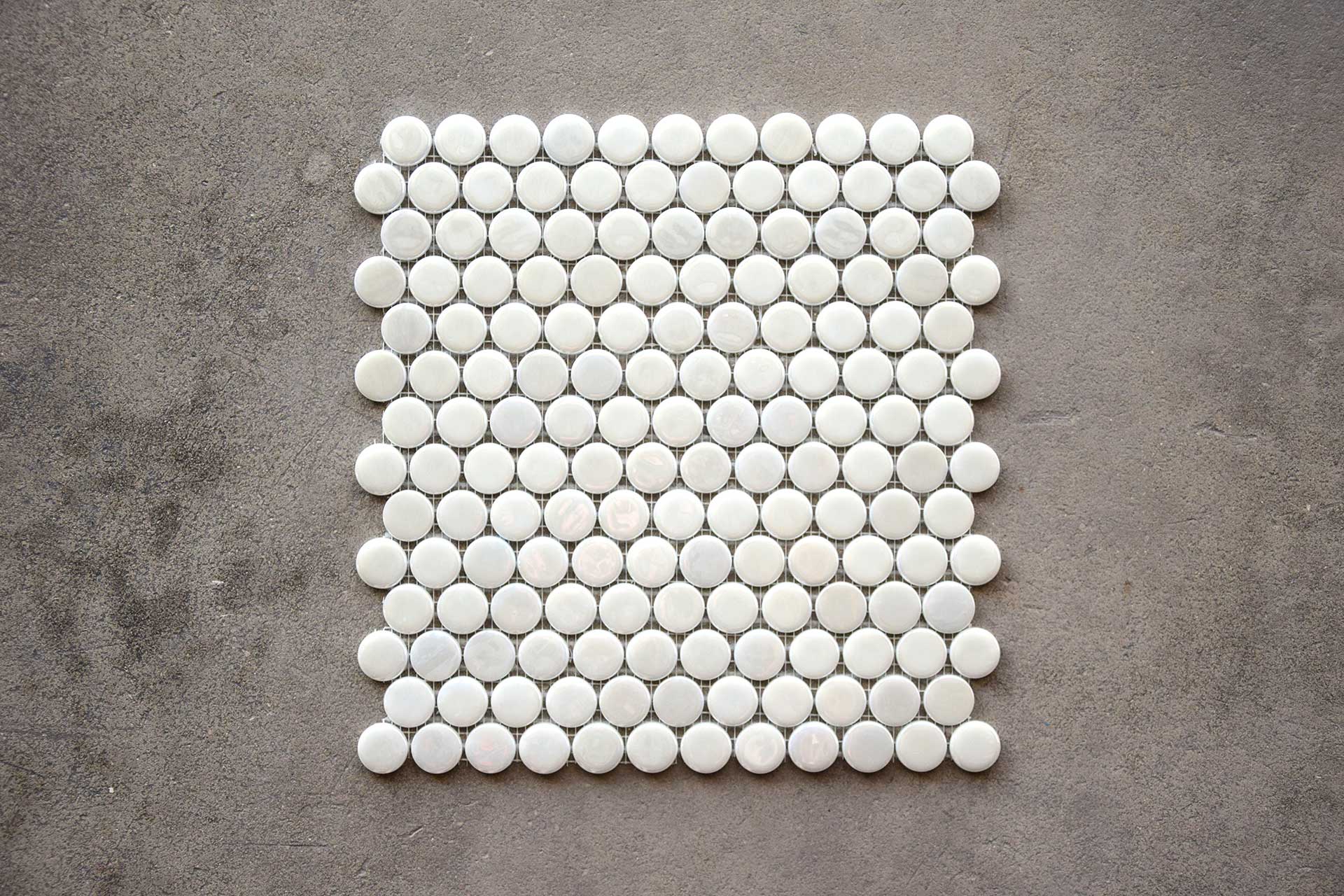 Azulejo Gresite Redondo Blanco Brillo