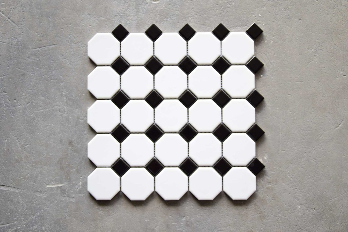 Azulejos en Malla Damero blanco y negro