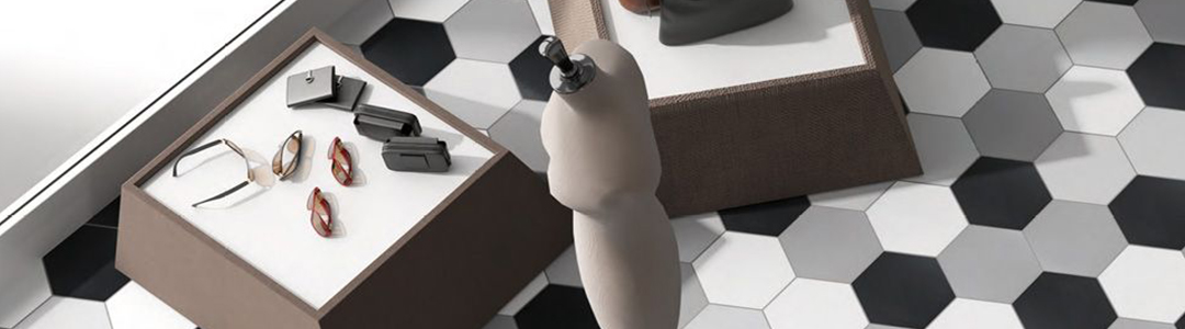 gresite hexagonal blanco