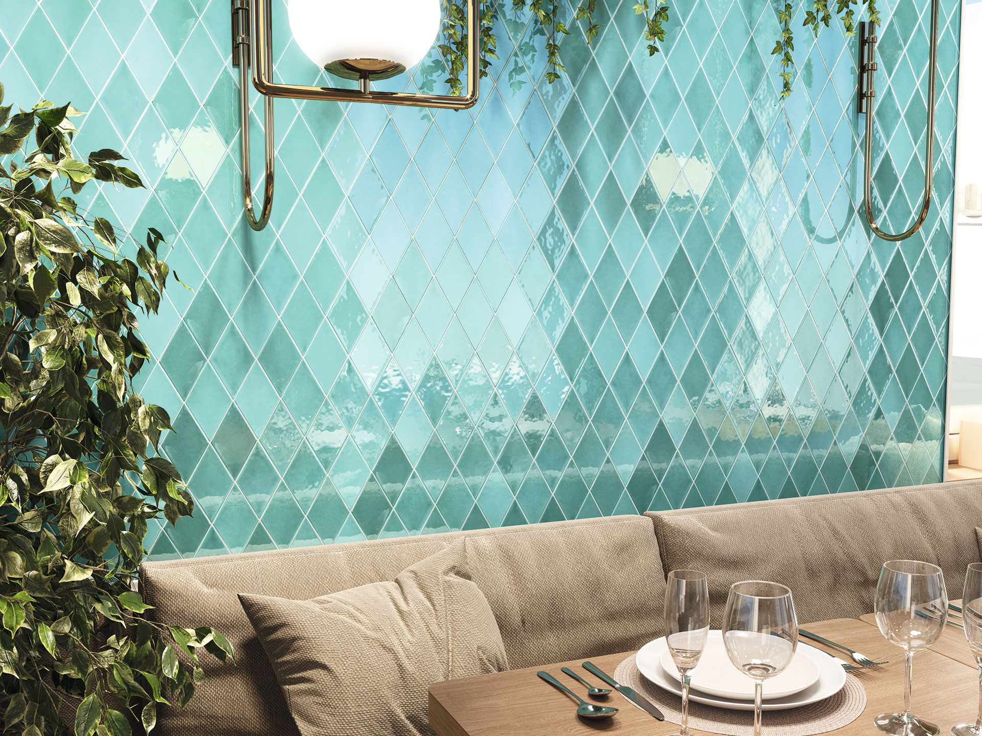 Azulejo Rombo Azul Brillo